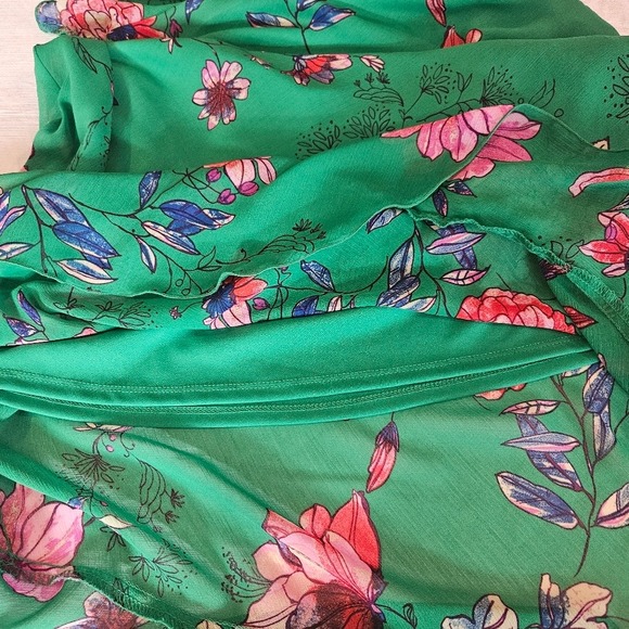 Roz & Ali Floral Green One-Shoulder Asymetrical Dress Size 12 - Picture 12 of 13